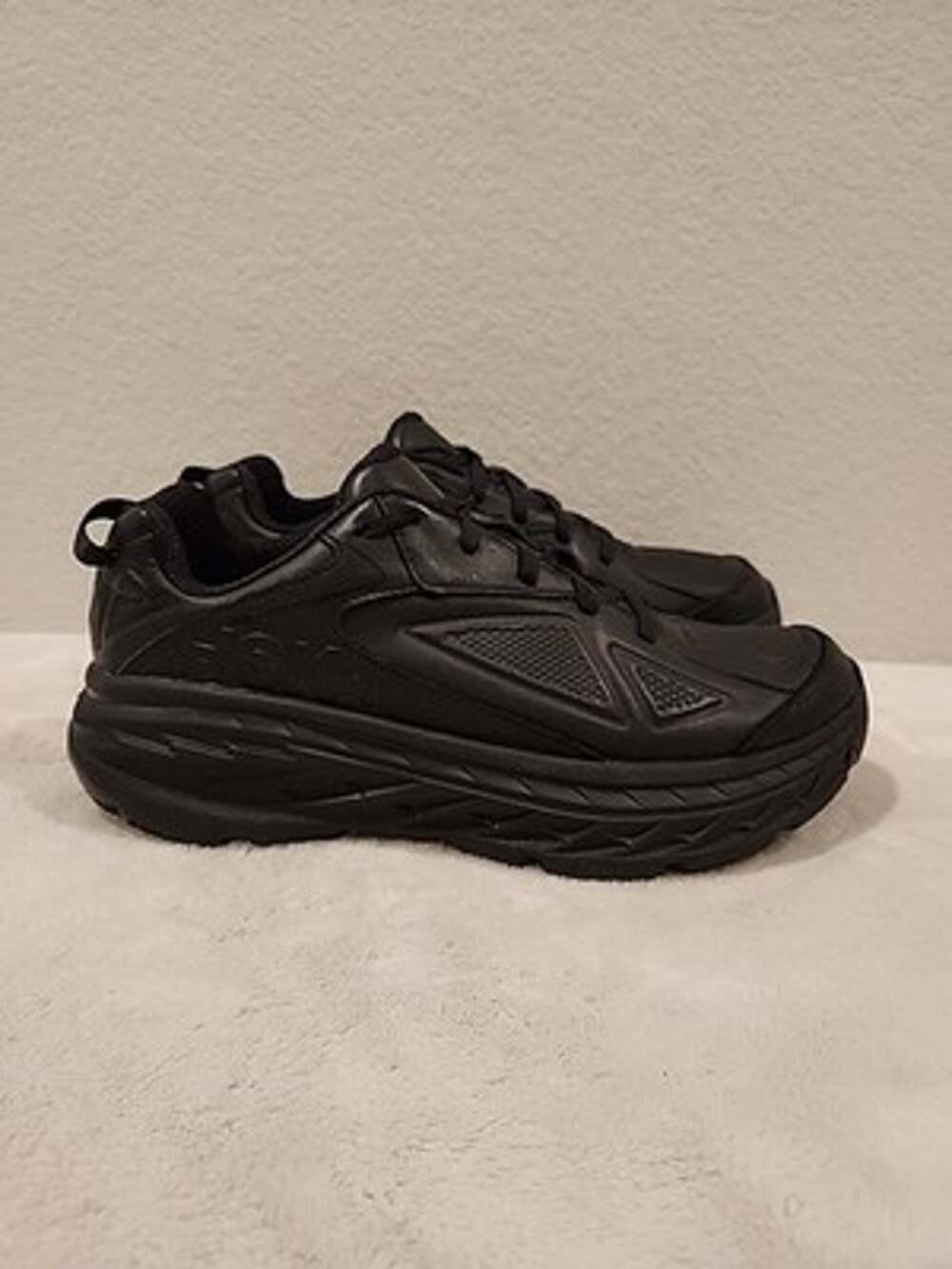 Hoka One One Bondi LTR M9D W10.5 Wide Running Work Shoes Triple Black